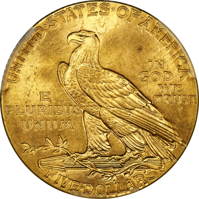 1912 Indian Gold Half Eagle ($5) Reverse Image