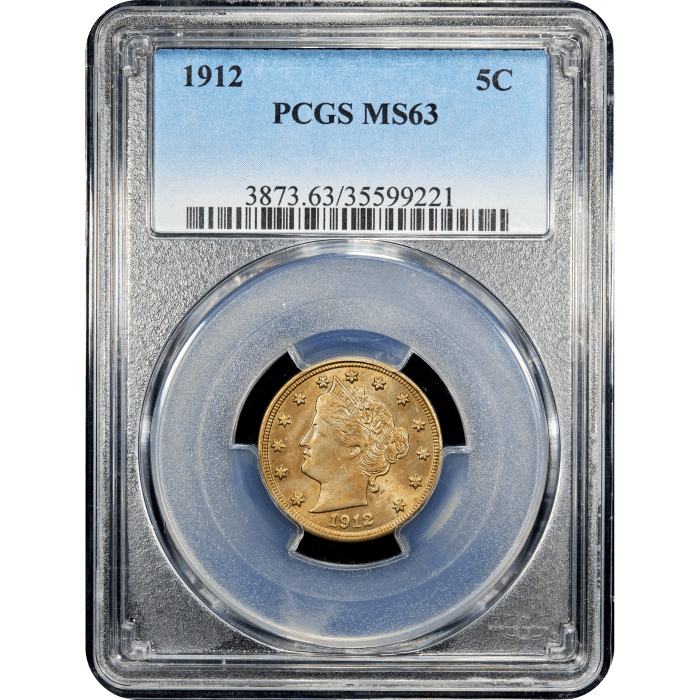 1912 Liberty Nickel (5c) Obverse Slab Image