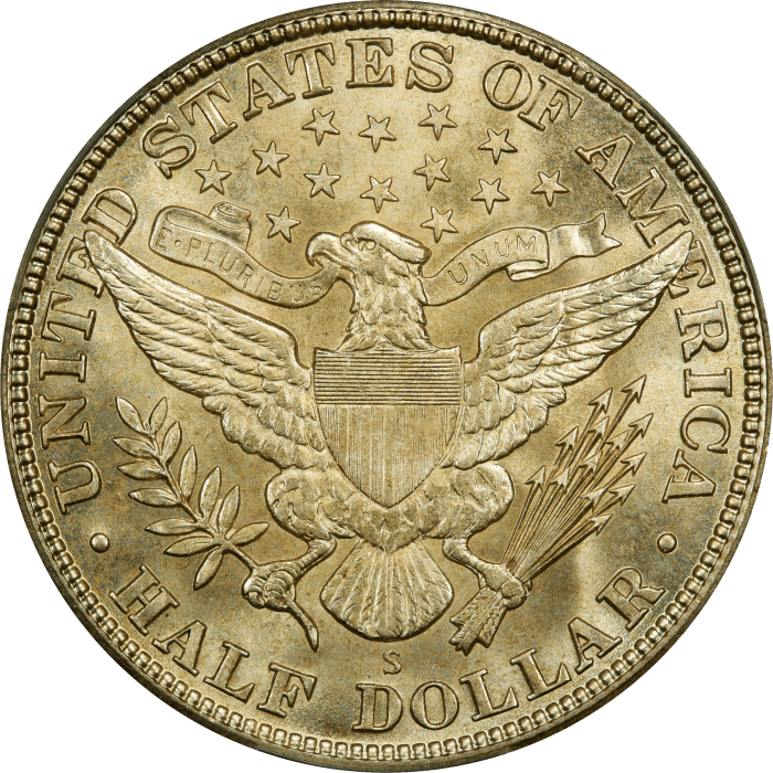 1912-S Barber Half Dollar (50c) REVERSE Image