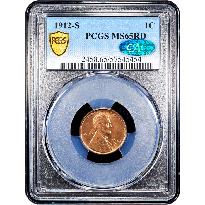 1912-S Lincoln Cent (1c) Obverse Slab Image