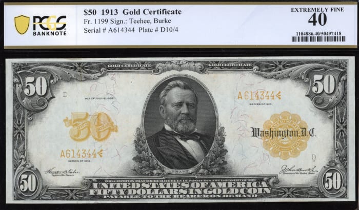1913 $50 Gold Certificate Obverse Image