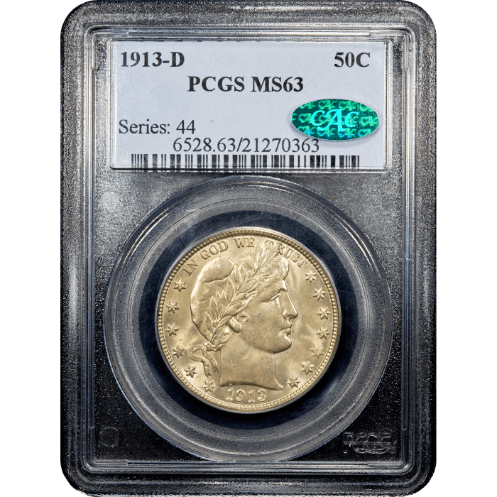 1913-D Barber Half Dollar (50c) Obverse Slab Image