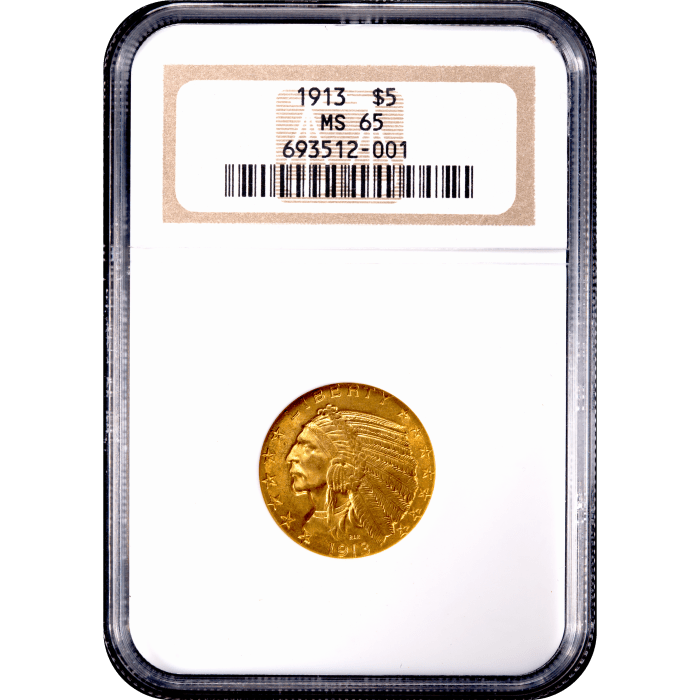 1913 Indian Gold Half Eagle ($5) Obverse Slab Image