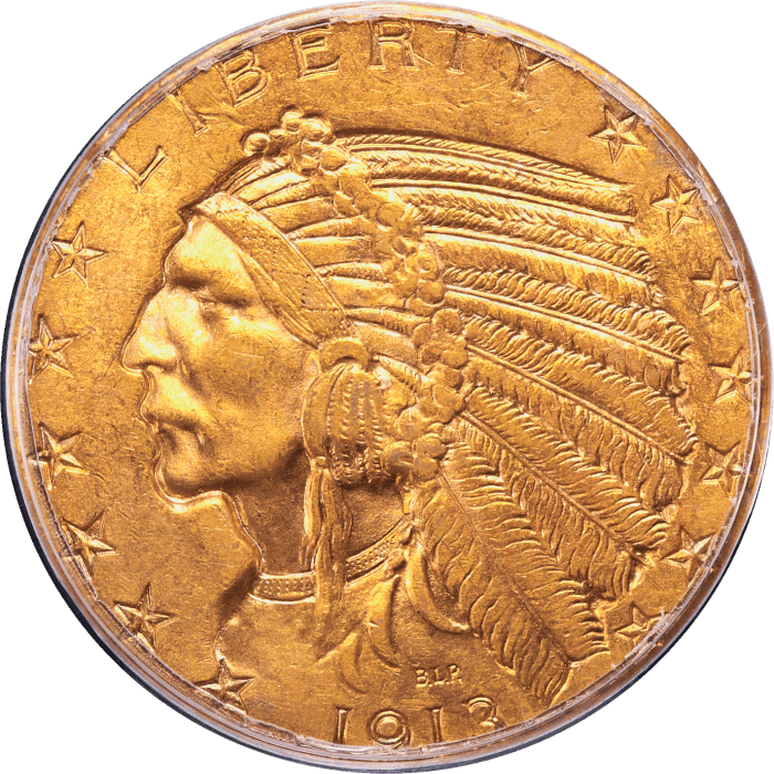 1913 Indian Gold Half Eagle ($5) OGH OBVERSE Image