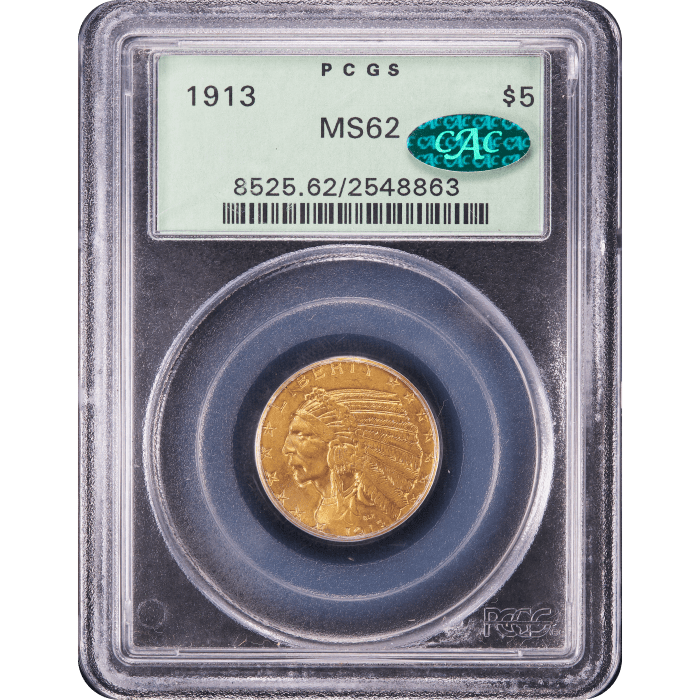1913 Indian Gold Half Eagle ($5) OGH SLAB Image