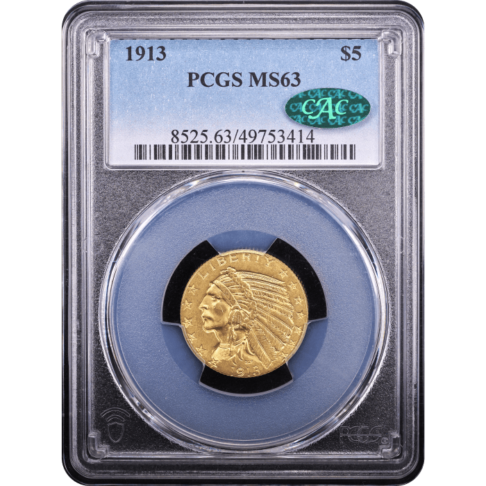 1913 Indian Gold Half Eagle ($5) Obverse Slab Image