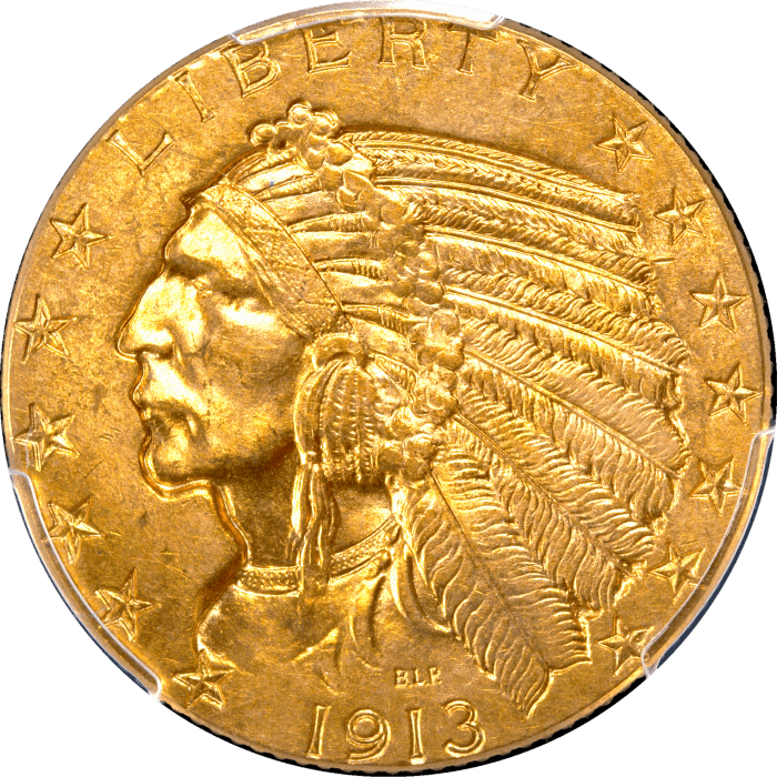 1913 Indian Gold Half Eagle ($5) OBVERSE Image