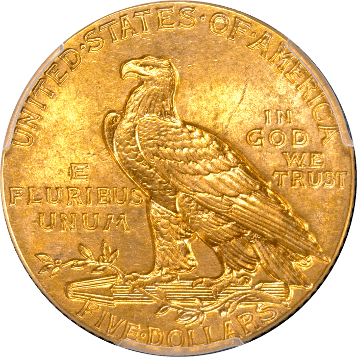 1913 Indian Gold Half Eagle ($5) REVERSE Image