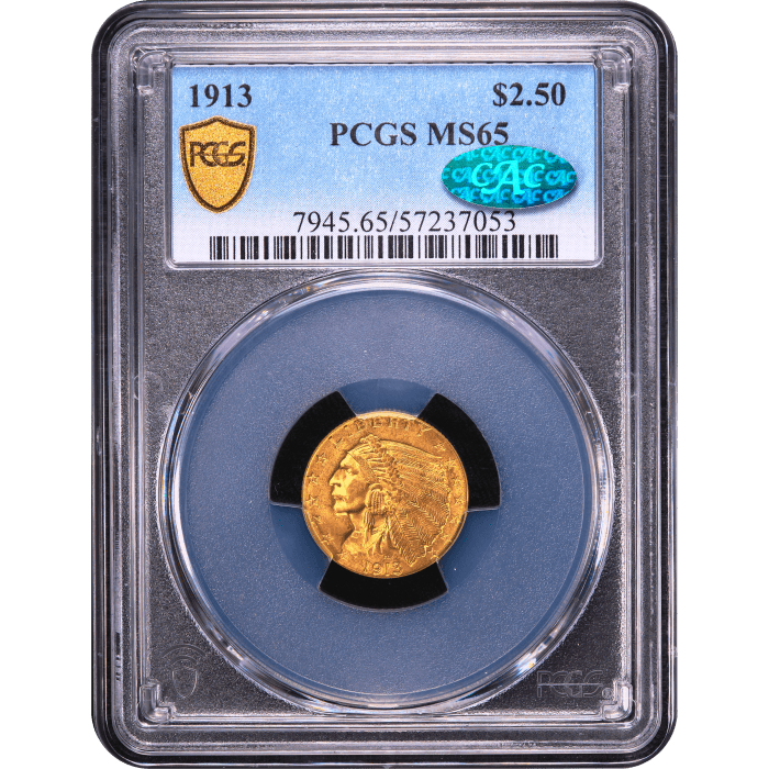1913 Indian Gold Quarter Eagle ($2.50) Obverse Slab Image