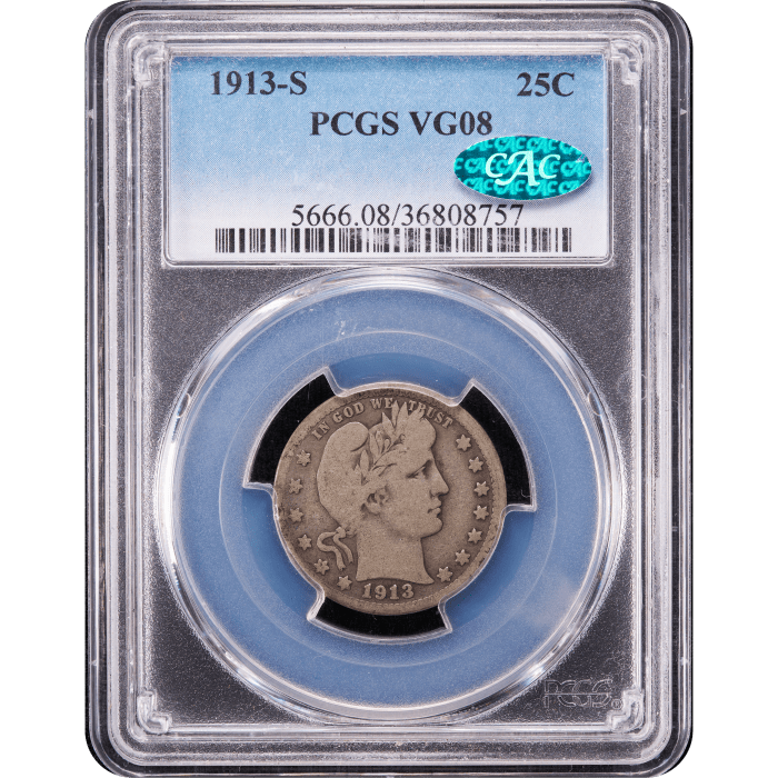 1913-S Barber Quarter (25c) Obverse Slab Image