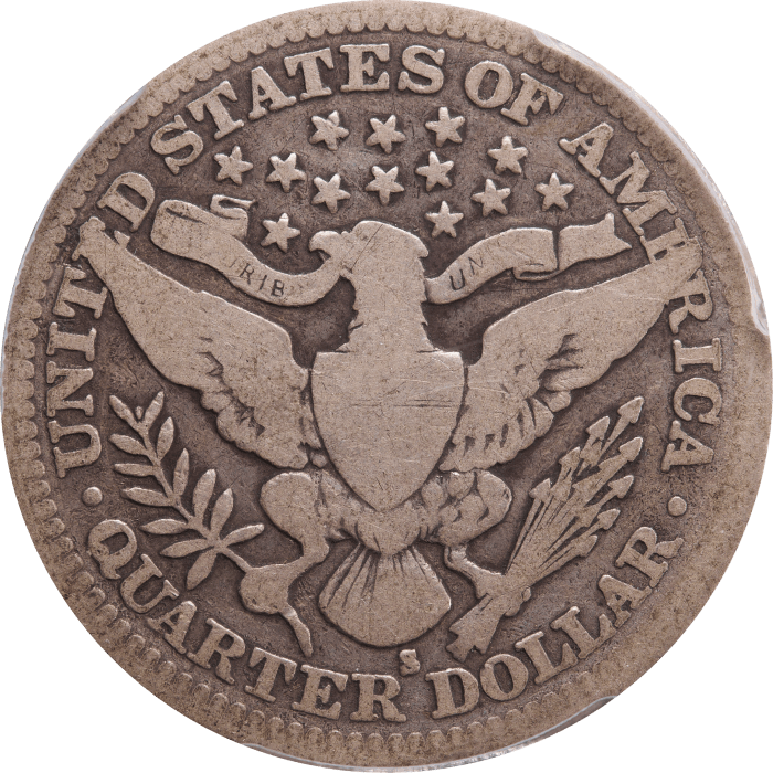 1913-S Barber Quarter (25c) Reverse Image