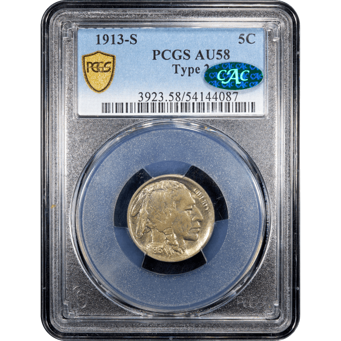 1913-S Type 2 Buffalo Nickel (5c) Obverse Slab Image