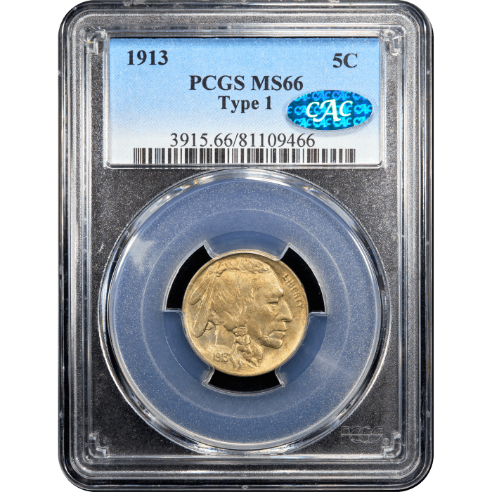 1913 Type 1 Buffalo Nickel (5c) SLAB Image