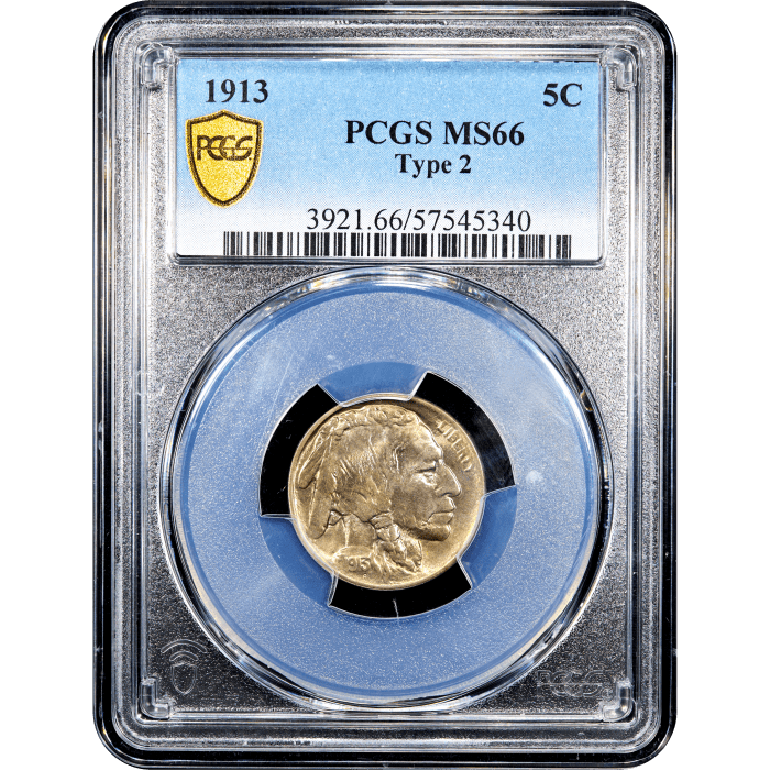 1913 Type 2 Buffalo Nickel (5c) Obverse Slab Image