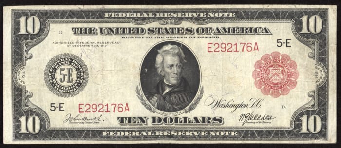 1914 $10 Red Seal FRN OBVERSE Image