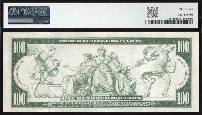 1914 $100 Federal Reserve Note - Atlanta REVERSE Image