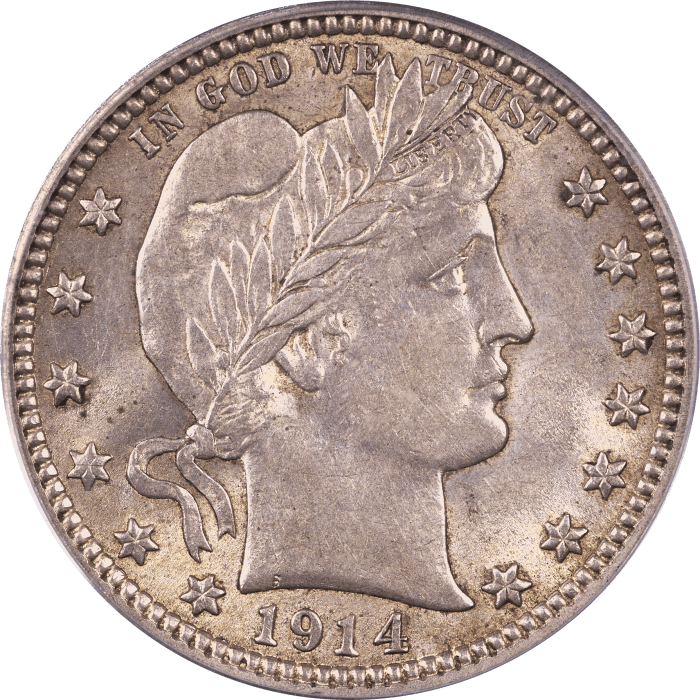 1914 Barber Quarter (25c) Obverse Image