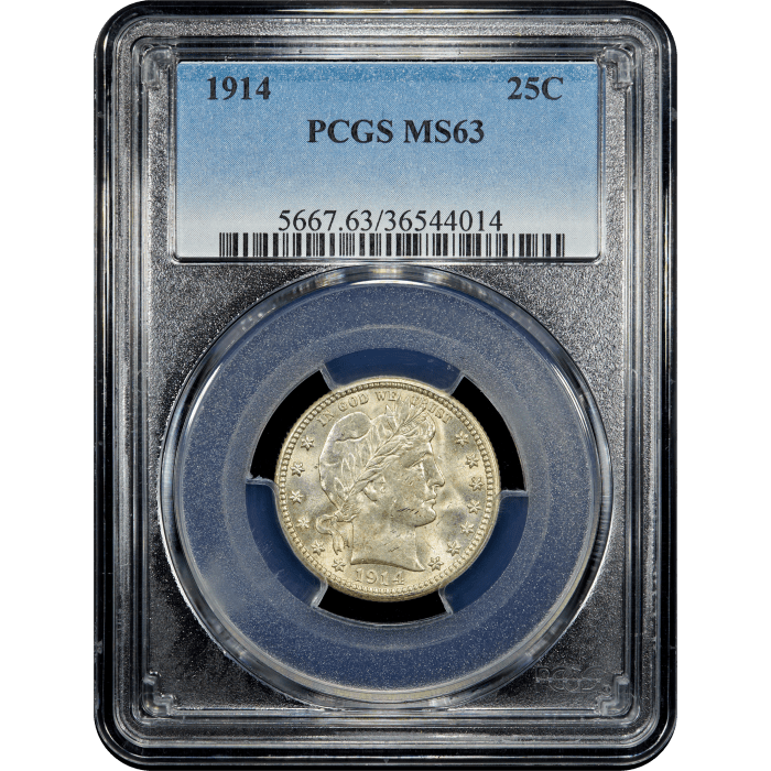 1914 Barber Quarter (25c) SLAB Image