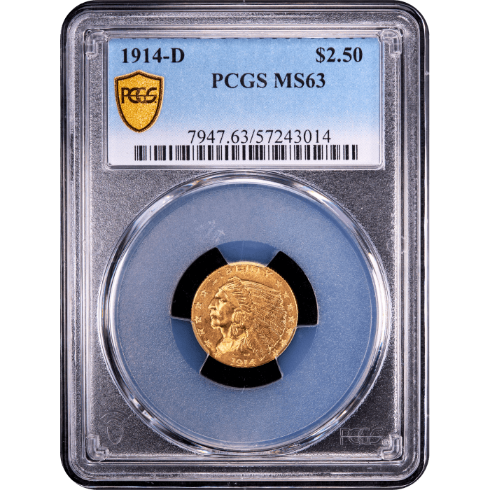 1914-D Indian Gold Quarter Eagle ($2.50) Obverse Slab Image