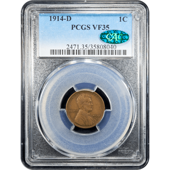 1914-D Lincoln Cent (1c) SLAB Image