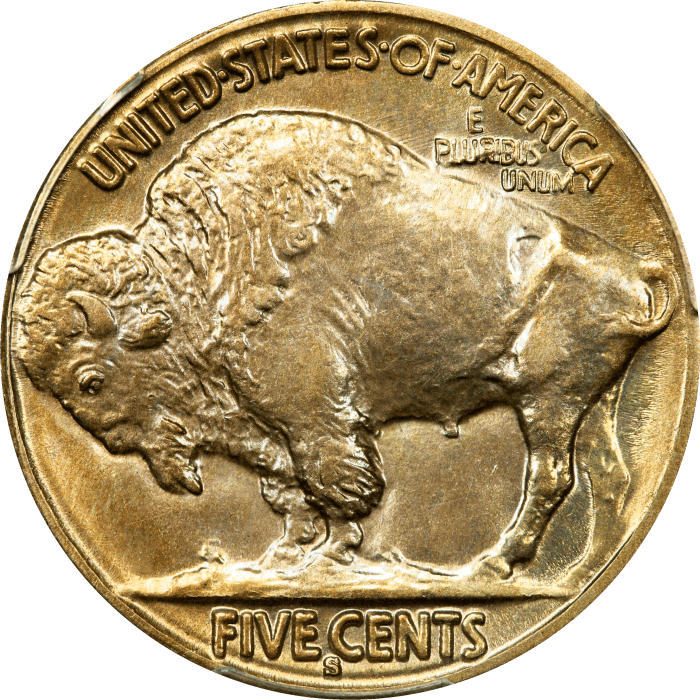 1914-S Buffalo Nickel (5c) REVERSE Image