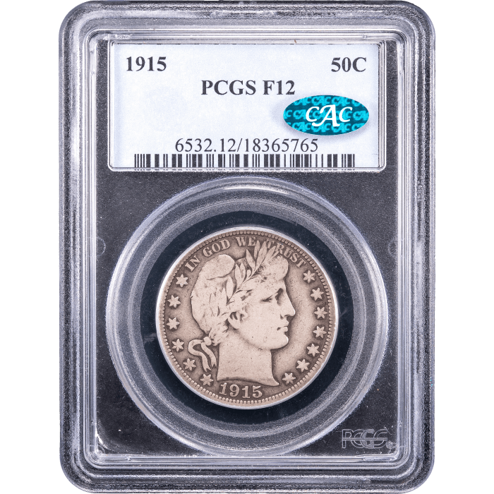 1915 Barber Half Dollar (50c) Obverse Slab Image