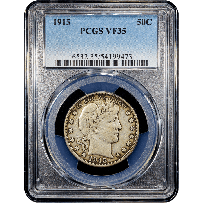 1915 Barber Half Dollar (50c) Obverse Slab Image