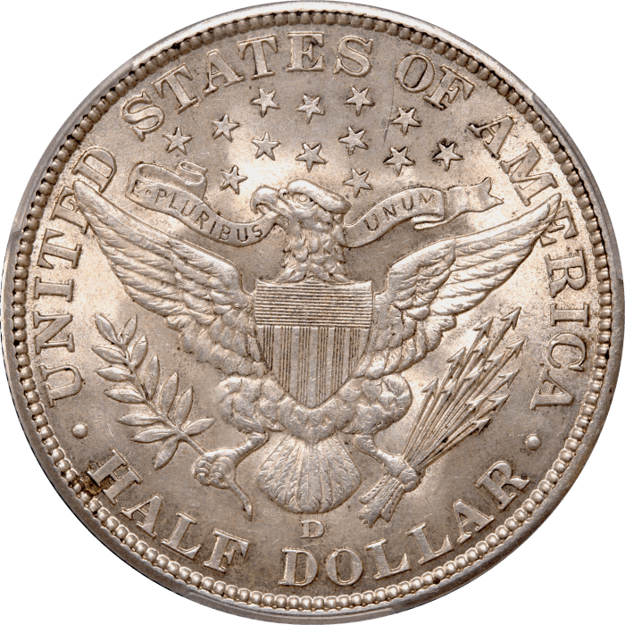 1915-D Barber Half Dollar (50c) REVERSE Image