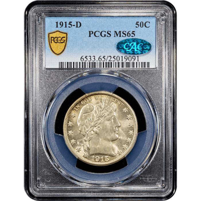 1915-D Barber Half Dollar (50c) Obverse Slab Image
