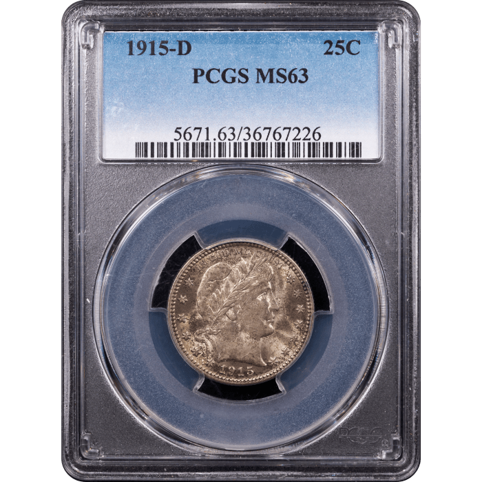 1915-D Barber Quarter (25c) Obverse Slab Image