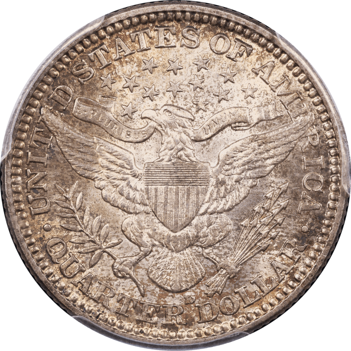 1915-D Barber Quarter (25c) Reverse Image