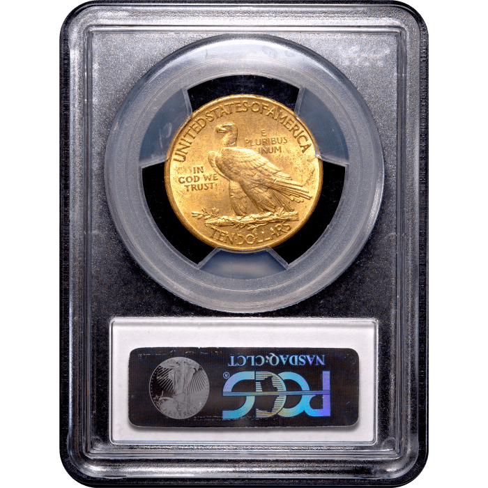1915 Indian Gold Eagle ($10) Reverse Slab Image