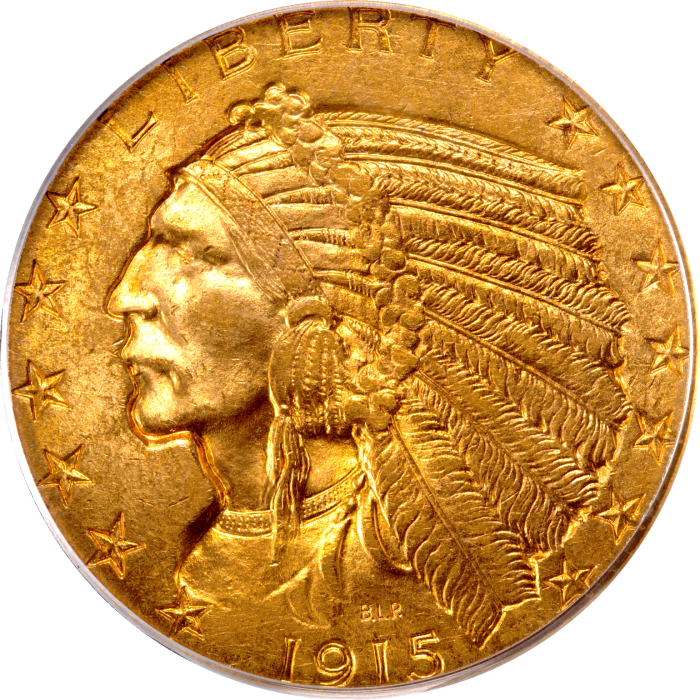 1915 Indian Gold Half Eagle ($5) OGH Obverse Image