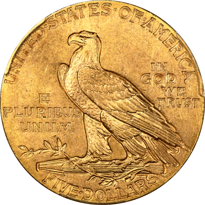 1915 Indian Gold Half Eagle ($5) Reverse Image