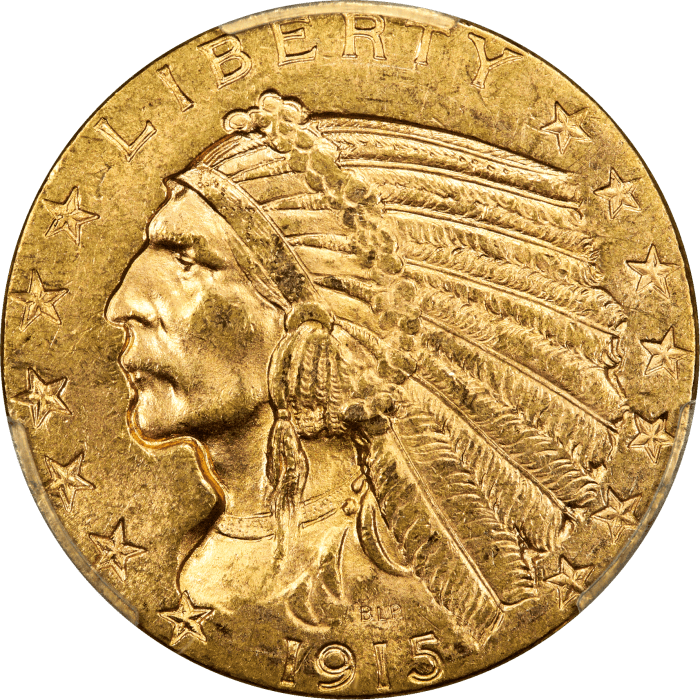 1915 Indian Gold Half Eagle ($5) OBVERSE Image
