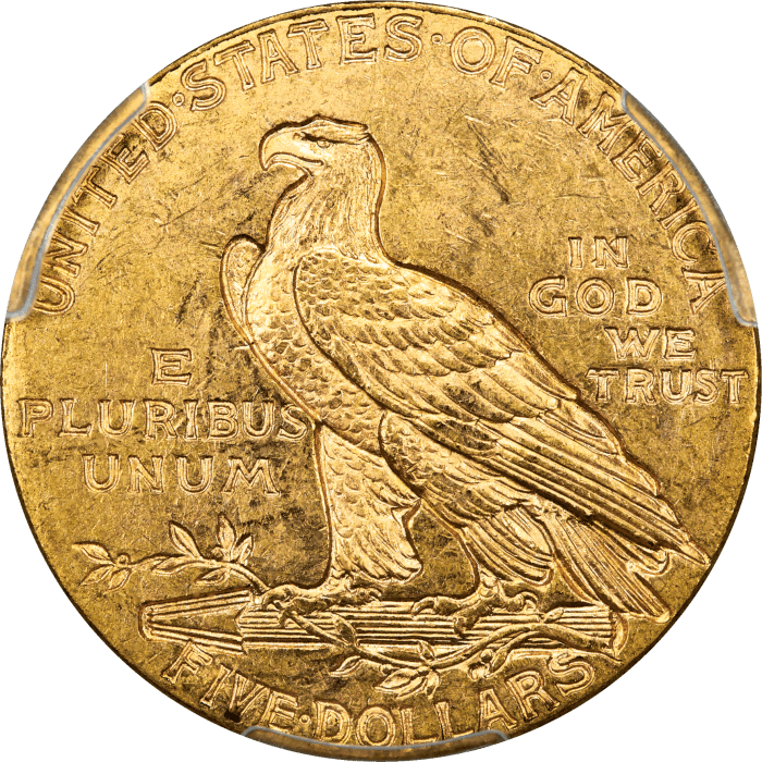 1915 Indian Gold Half Eagle ($5) REVERSE Image