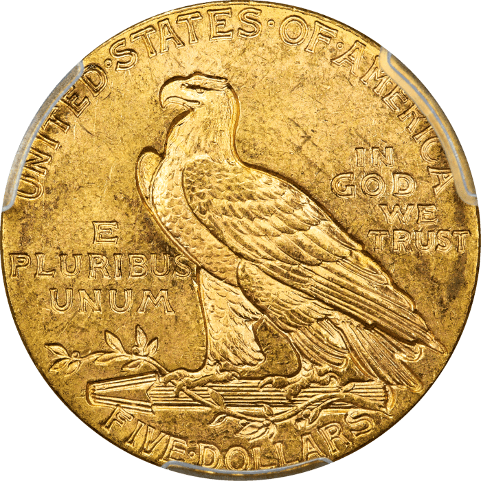 1915 Indian Gold Half Eagle ($5) REVERSE Image
