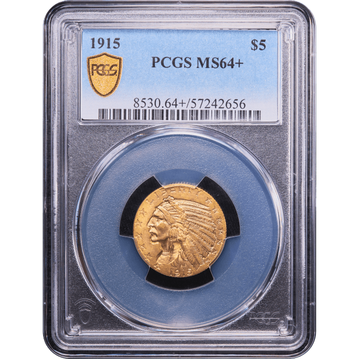 1915 Indian Gold Half Eagle ($5) Obverse Slab Image