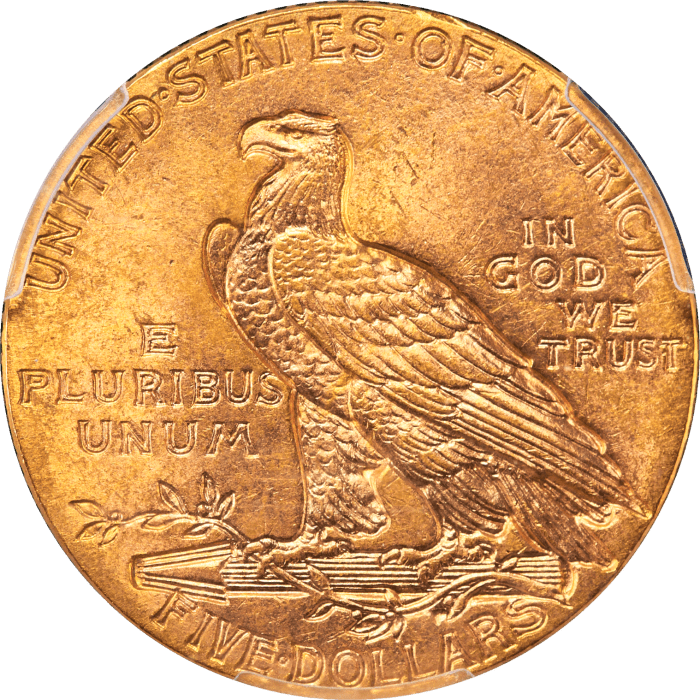 1915 Indian Gold Half Eagle ($5) Reverse Image