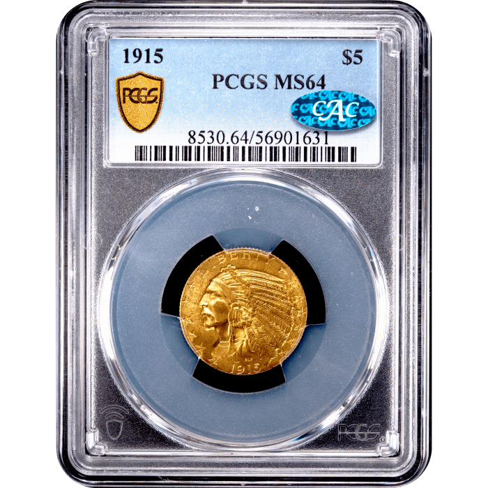 1915 Indian Gold Half Eagle ($5) Obverse Slab Image