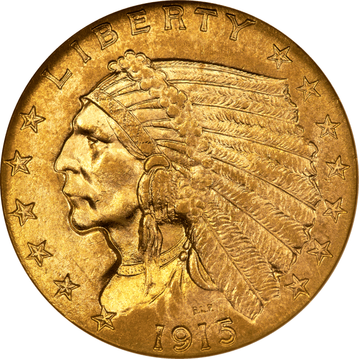 1915 Indian Gold Quarter Eagle ($2.50) OBVERSE Image