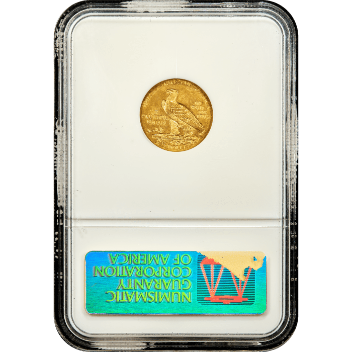 1915 Indian Gold Quarter Eagle ($2.50) Reverse Slab Image