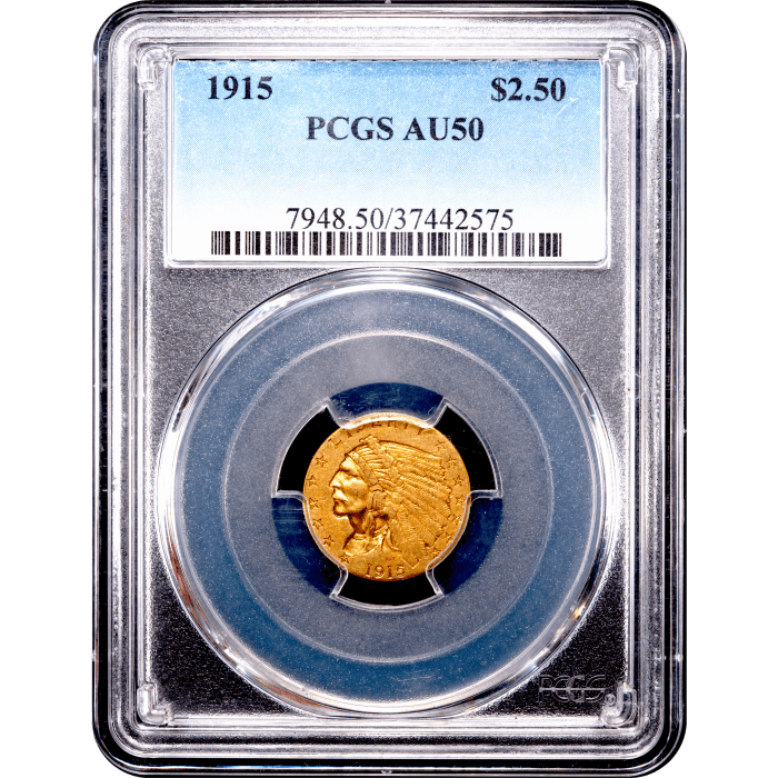 1915 Indian Gold Quarter Eagle ($2.50) Obverse Slab Image