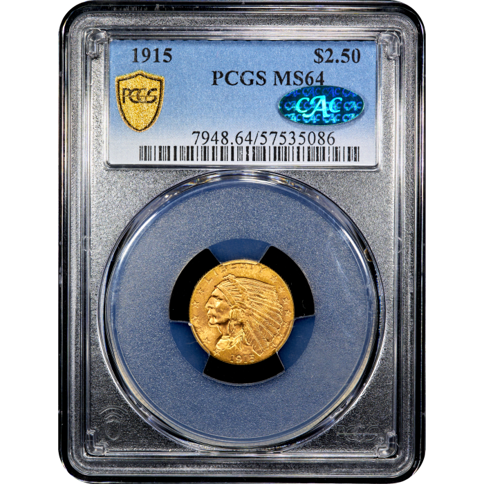 1915 Indian Gold Quarter Eagle ($2.50) Obverse Slab Image