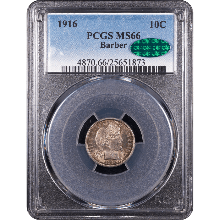 1916 Barber Dime (10c) Obverse Slab Image