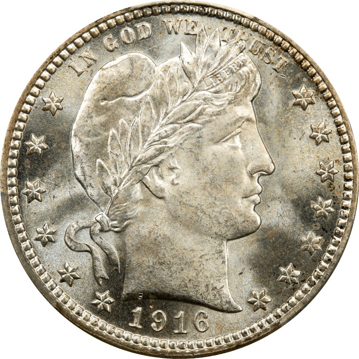 1916-D Barber Quarter (25c) Obverse Image