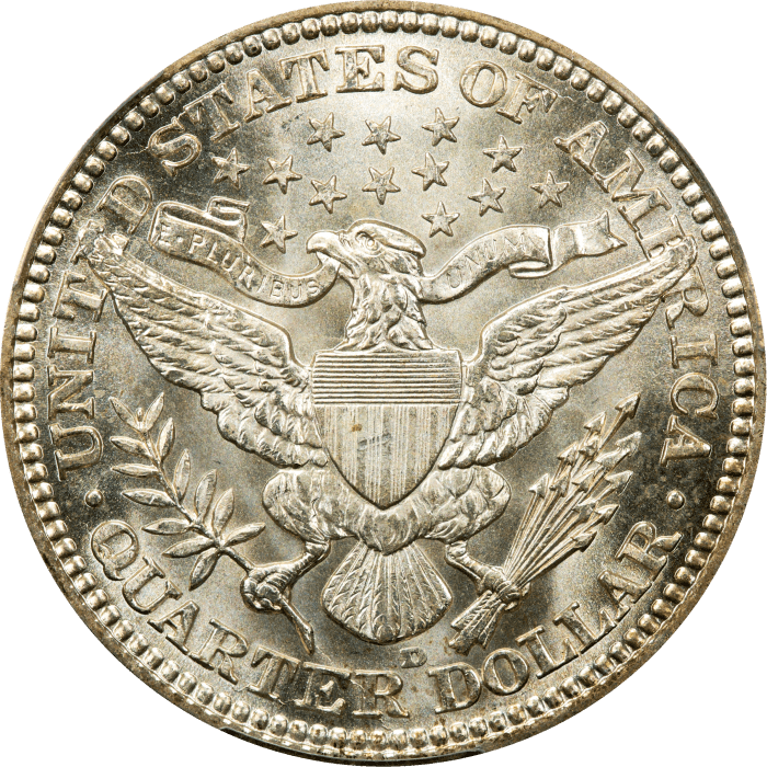 1916-D Barber Quarter (25c) Reverse Image