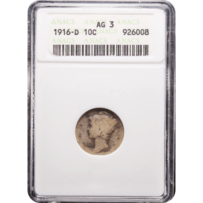 1916-D Mercury Dime (10c) Obverse Slab Image