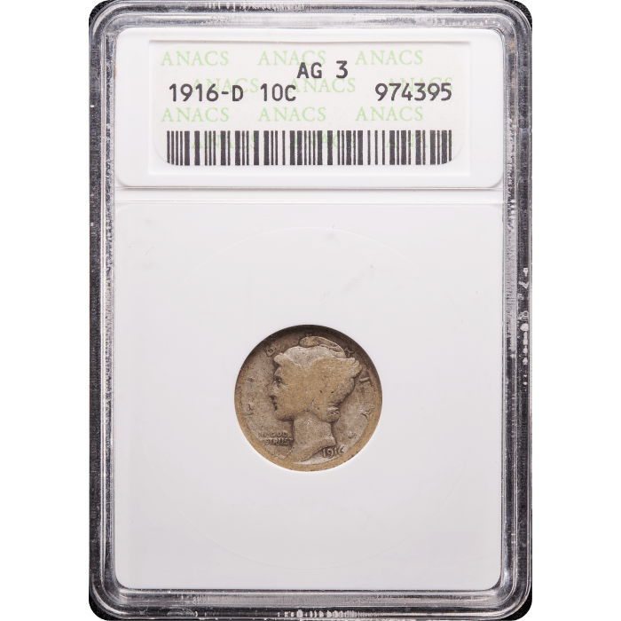 1916-D Mercury Dime (10c) Obverse Slab Image