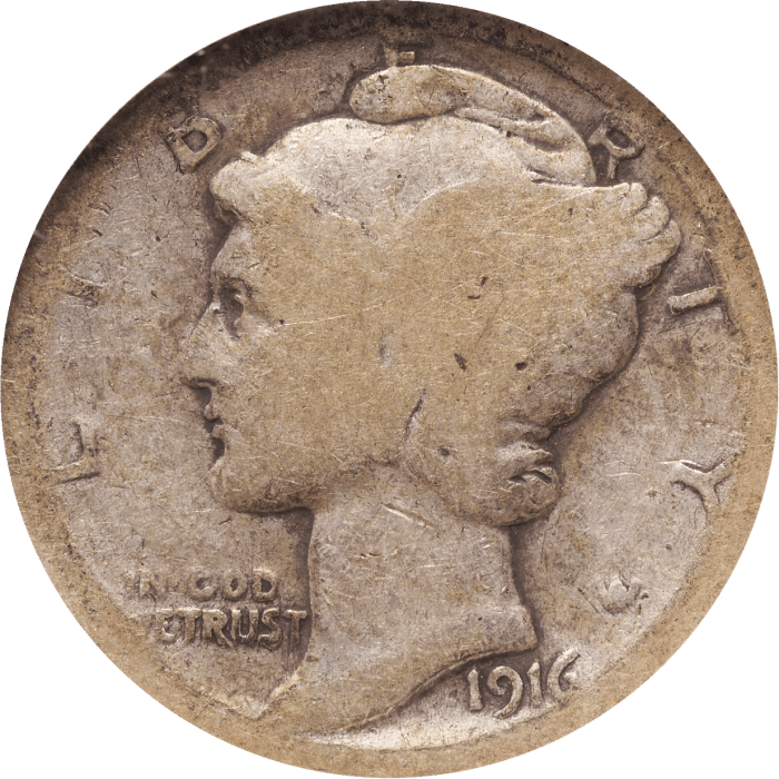 1916-D Mercury Dime (10c) Obverse Image